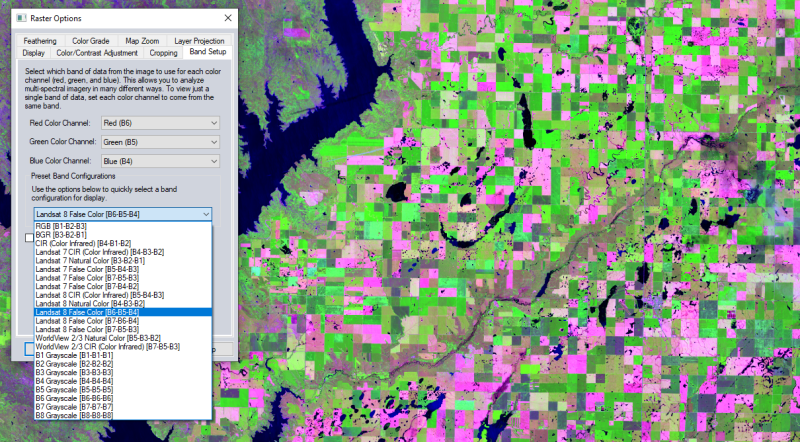 Selecting a band configuration for satellite data