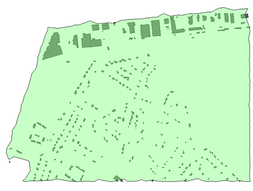 Tree area boundary area with extracted buildings