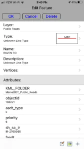Edit Feature settings in Global Mapper Mobile