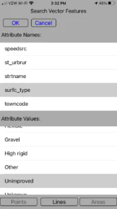 Search vector features in Global Mapper Mobile