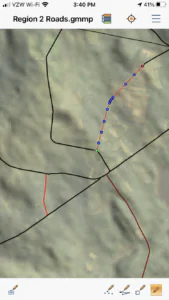 Selected feature in Global Mapper Mobile